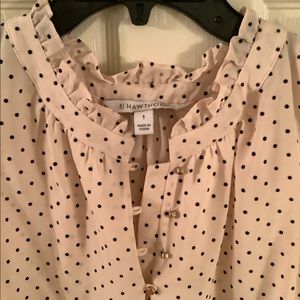 41 Hawthorne pink polka dot blouse